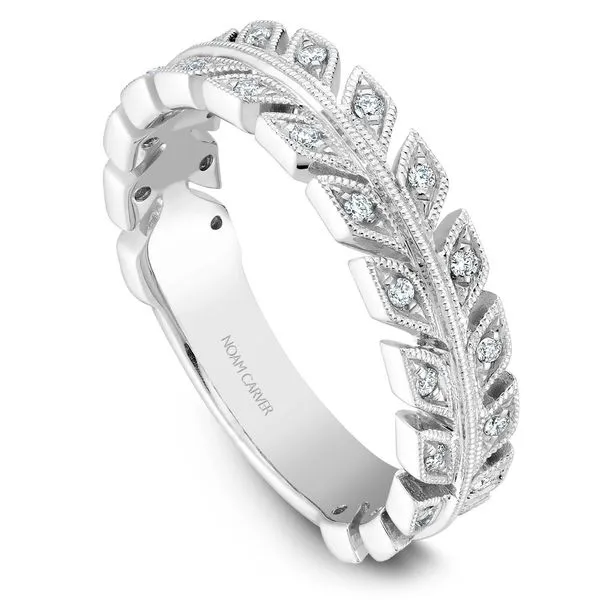 1/6 CTW 14K WG Mined Diamond Leaf Design Wedding Band The Ring Austin Round Rock, TX