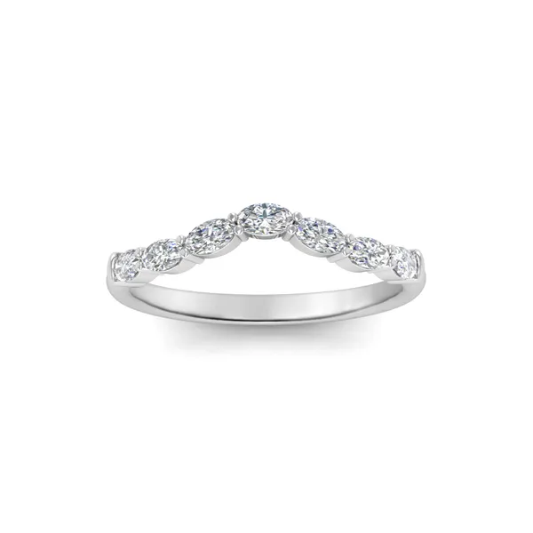 1/3CTW 14K WG Mined Diamond Marquise And Round Slight Contour Wedding Band The Ring Austin Round Rock, TX