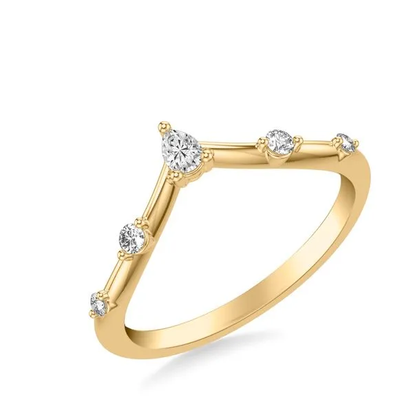 1/6CTW 14K YG Mined Diamond RD Five Stone 2 Prong Chevron Wedding Band The Ring Austin Round Rock, TX