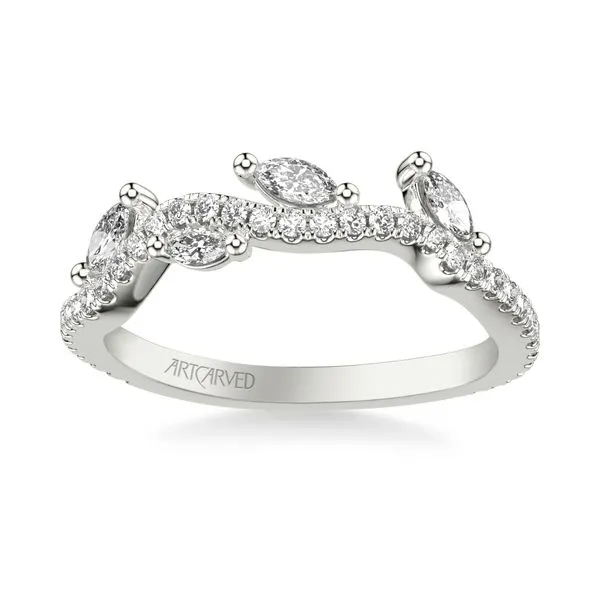 1/2CTW 14K WG Diamond Floral Wedding Band with Floating Prong Set Marquise Petals Wedding Band Image 2 The Ring Austin Round Rock, TX