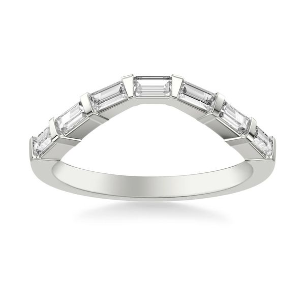 3/8CTW 14K WG Lab Grown Diamond Baguette East West Baguette Diamonds and Bar Contour Wedding Band D-F,VS Image 2 The Ring Austin Round Rock, TX