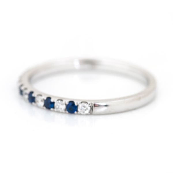 14K WG 1/6 CTW Natural Sapphire and 1/8CTW Mined Diamond Alternating Band Image 2 The Ring Austin Round Rock, TX