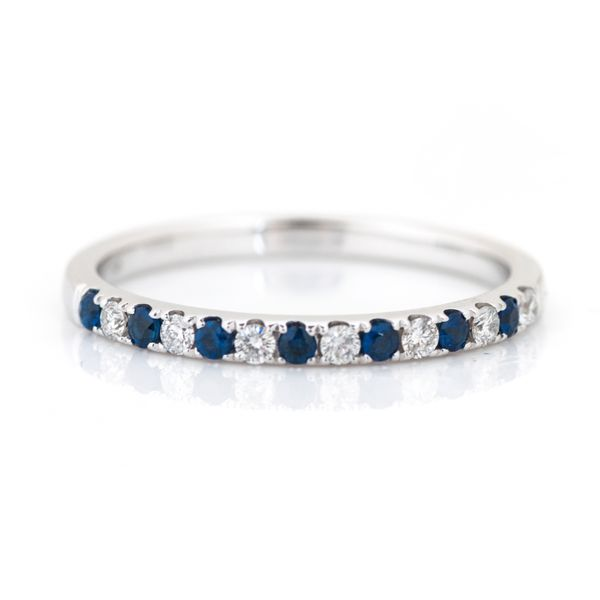 14K WG 1/6 CTW Natural Sapphire and 1/8CTW Mined Diamond Alternating Band The Ring Austin Round Rock, TX