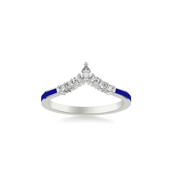 1/4CTW 14K WG Mined Diamond Pear Tiara Chevron With Dark Blue Ceramic Wedding Band Image 2 The Ring Austin Round Rock, TX