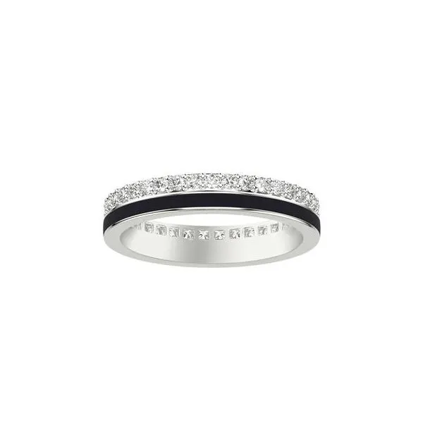 1/2CTW 14K WG Mined Diamond Double Eternity With Black Ceramic Wedding Band Image 2 The Ring Austin Round Rock, TX