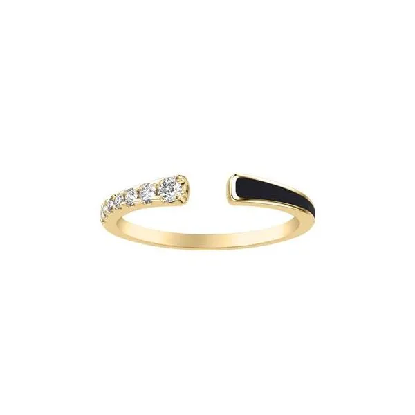 1/6CTW 14K YG Mined Diamond Open shank With Half Black Ceramic Wedding Band Image 2 The Ring Austin Round Rock, TX