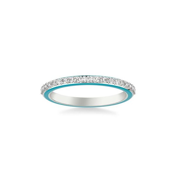 1/4CTW 14K WG Mined Diamond With Blue Ceramic Sides Wedding Band Image 2 The Ring Austin Round Rock, TX