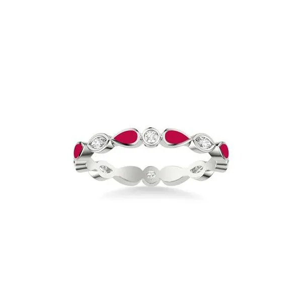 1/2CTW 14K WG Mined Diamond Marquise and Round Alternating Pink Ceramic Wedding Band Image 2 The Ring Austin Round Rock, TX