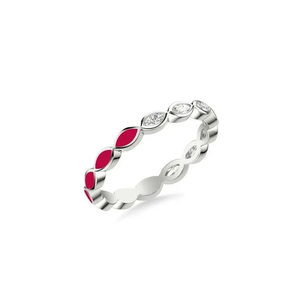 1/3CTW 14K WG Half Mined Diamond Marquise Half Pink Ceramic Wedding Band The Ring Austin Round Rock, TX