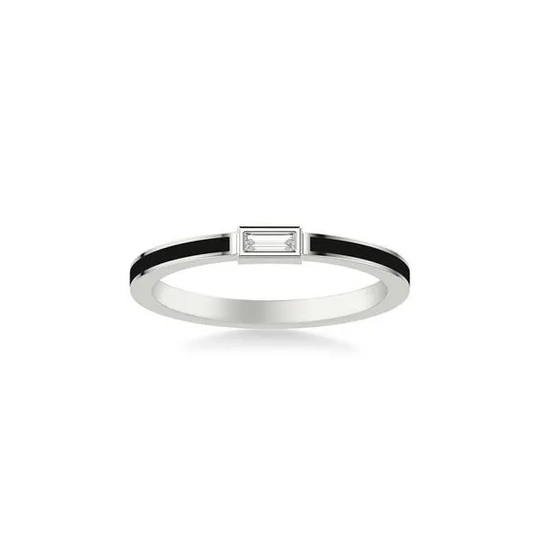1/20CTW 14K WG Single Mined Diamond Baguette With Black Ceramic Wedding Band Image 2 The Ring Austin Round Rock, TX