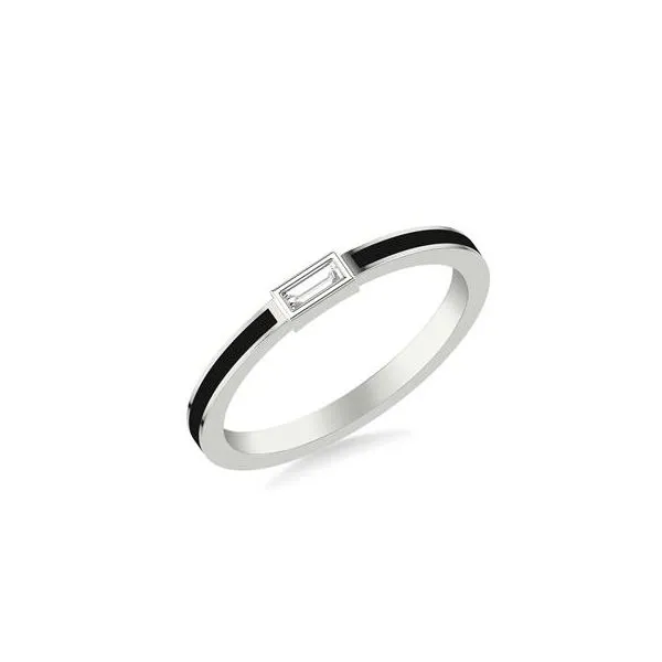 1/20CTW 14K WG Single Mined Diamond Baguette With Black Ceramic Wedding Band The Ring Austin Round Rock, TX