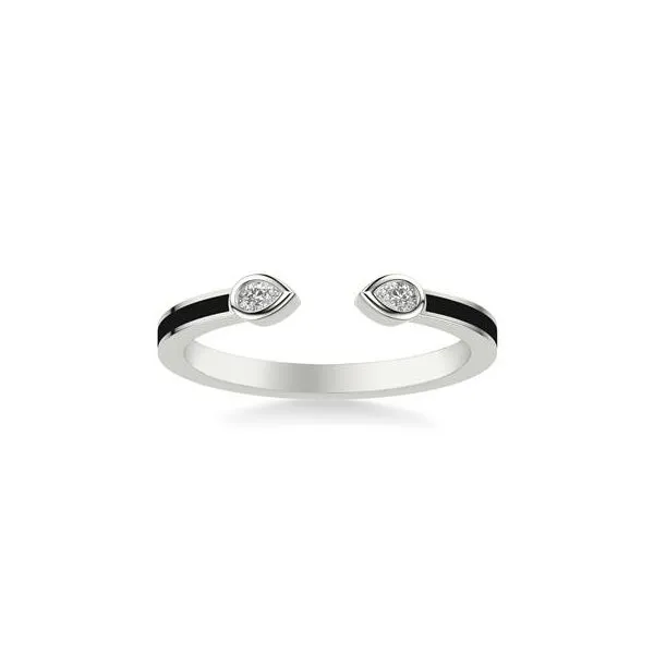 1/10CTW 14K WG Mined Diamond Pear Open Shank With Black Ceramic Wedding Band Image 2 The Ring Austin Round Rock, TX
