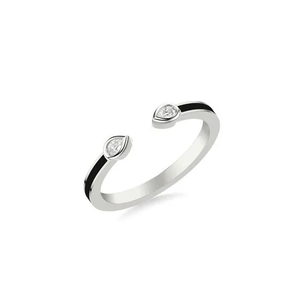1/10CTW 14K WG Mined Diamond Pear Open Shank With Black Ceramic Wedding Band The Ring Austin Round Rock, TX