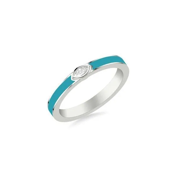 1/20CTW 14K WG Mined Diamond Marquise With Blue Turquoise Ceramic Band The Ring Austin Round Rock, TX