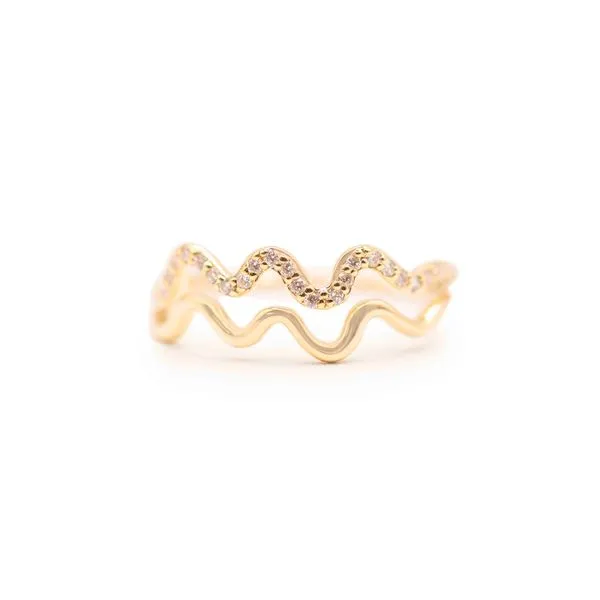 1/6CTW 14K YG Double Wave With Natural Round Accented Diamond Ring The Ring Austin Round Rock, TX