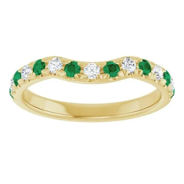 1/2CTW 14K YG Round Lab Diamonds and Emeralds Alternating Contour Wedding Band The Ring Austin Round Rock, TX