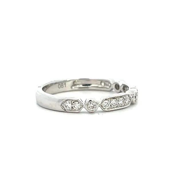 1/4CTW 14K WG Natural Round Diamond Stationed Bezel And Prong Wedding Band Image 2 The Ring Austin Round Rock, TX