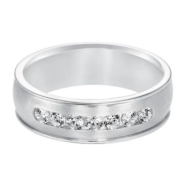 1/2CTW 14K WG Low Dome Round Edge, Comfort Fit Mined Round Diamonds Channel Set With Satin Finish Wedding Band Image 2 The Ring Austin Round Rock, TX