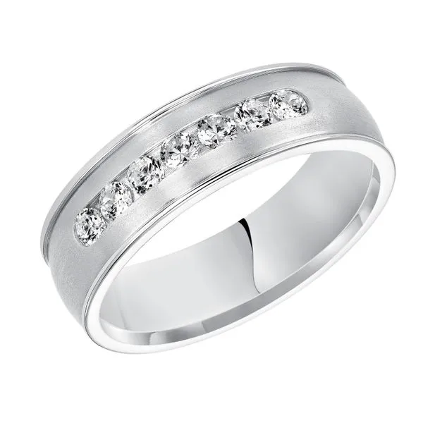 1/2CTW 14K WG Low Dome Round Edge, Comfort Fit Mined Round Diamonds Channel Set With Satin Finish Wedding Band The Ring Austin Round Rock, TX