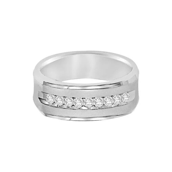 1/5CTW 14K WG Flat Round Edge With Mined Round Diamonds Channel Set Wedding Band Image 2 The Ring Austin Round Rock, TX