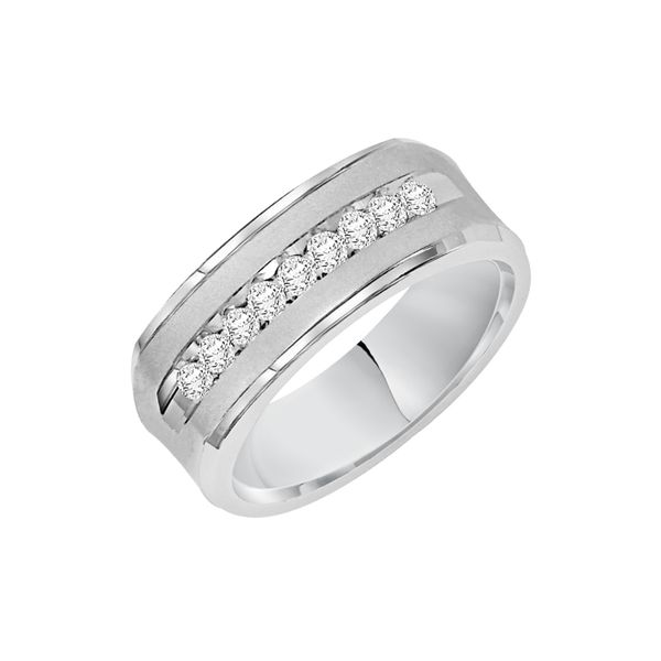 1/5CTW 14K WG Flat Round Edge With Mined Round Diamonds Channel Set Wedding Band The Ring Austin Round Rock, TX