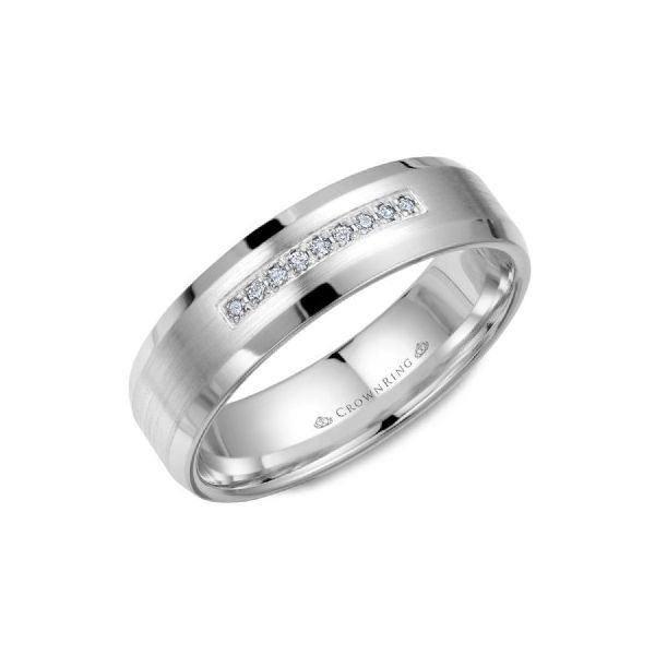 1/10CWT 14k WG 6mm Round Mined Diamond Band With Satin finish The Ring Austin Round Rock, TX