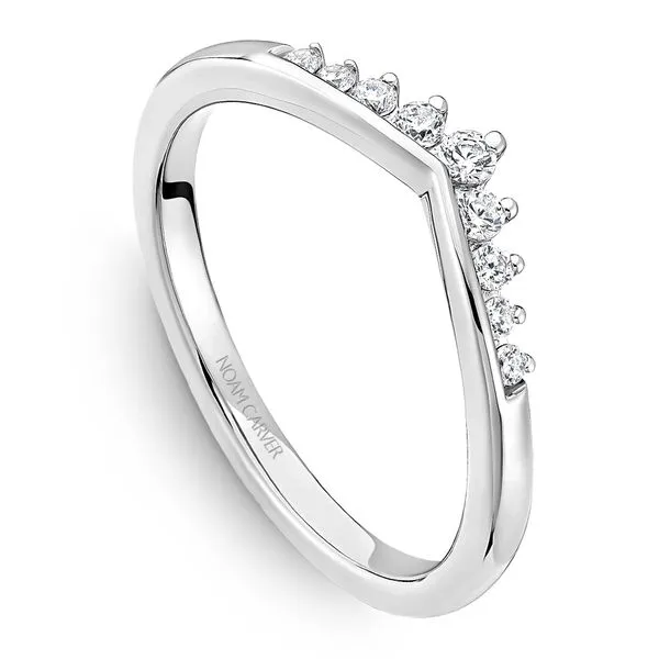 1/8CTW 14K WG Descending Mined Diamond Chevron Contour Wedding Band The Ring Austin Round Rock, TX