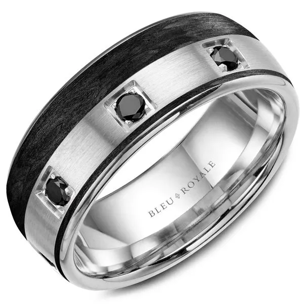 3/8CTW 14K WG/Forged Carbon Fiber Sandpaper Top And High Polished Edges With 8 RD Black Diamonds The Ring Austin Round Rock, TX