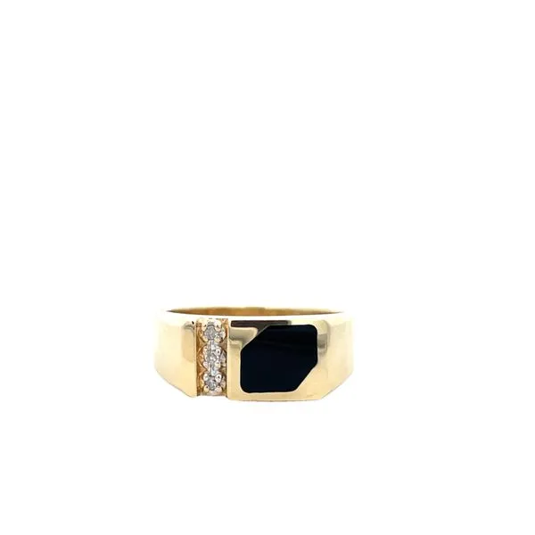 1/20CTW 14K YG Diamond and Black Onyx Wide Wedding Band Size 10.75 The Ring Austin Round Rock, TX