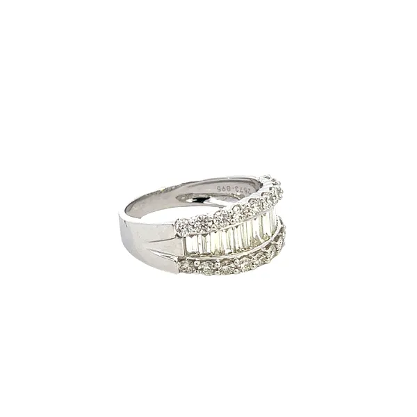 1 5/8CTW 14K White Gold Mined Diamond Baguette And Round Anniversary Wedding Band Image 3 The Ring Austin Round Rock, TX