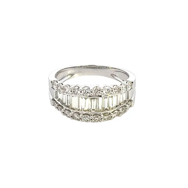 1 5/8CTW 14K White Gold Mined Diamond Baguette And Round Anniversary Wedding Band The Ring Austin Round Rock, TX