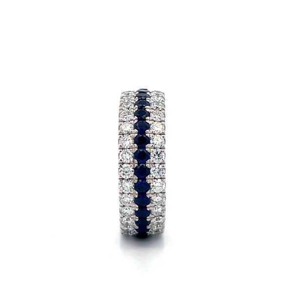3 1/5CTW 14K WG LG Round Diamond And Blue Sapphire Center Eternity Ring Image 2 The Ring Austin Round Rock, TX