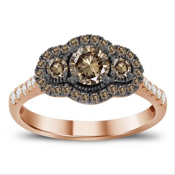 14K Rose Gold 1.0 ctw White/Chocolate Diamond Ring The Ring Austin Round Rock, TX