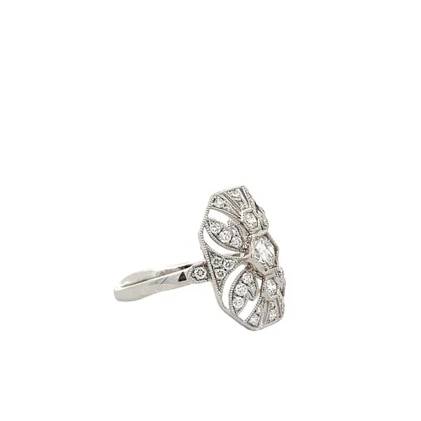 3/4CTW 14K WG Elongated Octagon Art deco Mined Diamond Mill grain Ring Image 2 The Ring Austin Round Rock, TX