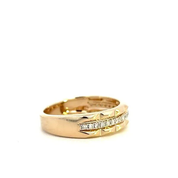 1/6CTW 14K YG Pillow Cushion Texture With Natural Straight Pave Diamond Down Center Ring Image 2 The Ring Austin Round Rock, TX