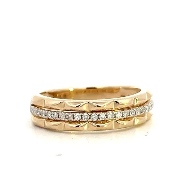 1/6CTW 14K YG Pillow Cushion Texture With Natural Straight Pave Diamond Down Center Ring The Ring Austin Round Rock, TX