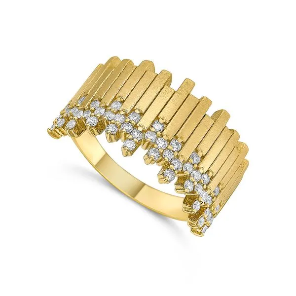 1/2CTW 14K Yellow Gold Natural Round Diamond Multi Row Stacked/Polished Match Ring The Ring Austin Round Rock, TX