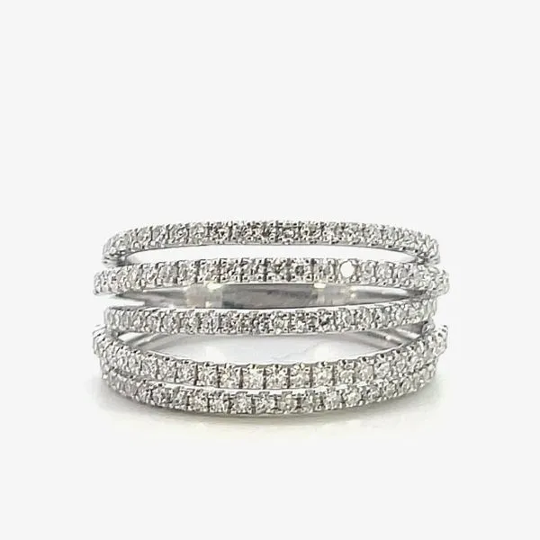 3/4CTW 14K White Gold Natural Round Diamond 5-Row Fashion Ring Size Image 2 The Ring Austin Round Rock, TX