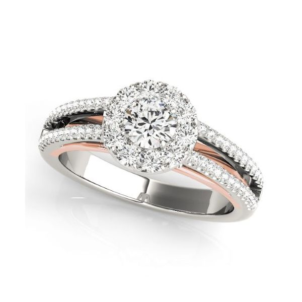 Two Tone Split Shank Halo Engagement Ring The Ring Austin Round Rock, TX