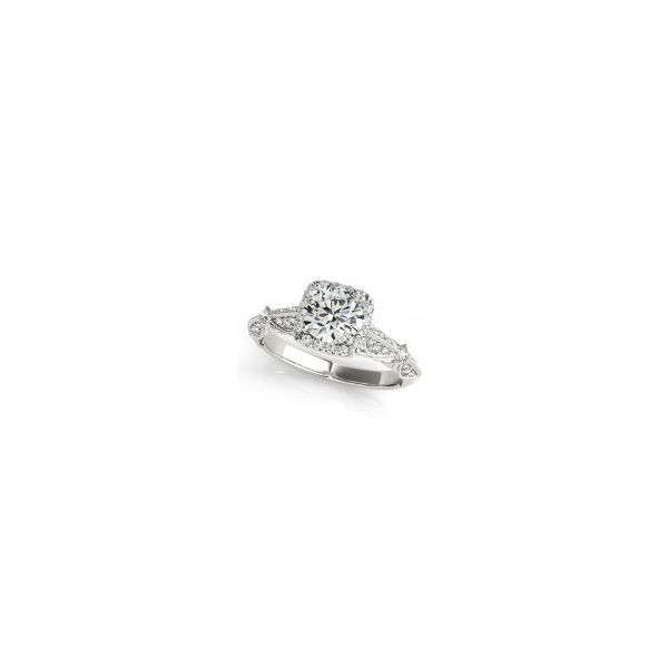 Knife Edge Pave Set Halo Diamond Engagement Ring The Ring Austin Round Rock, TX