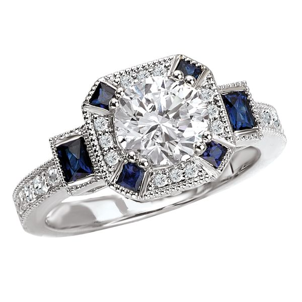 Antique Style Engagement Ring with Sapphire Accents The Ring Austin Round Rock, TX