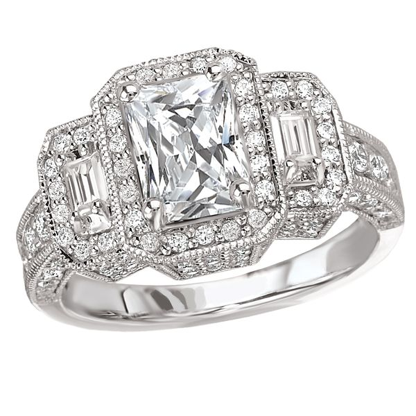Three Diamond Halo Engagement Ring The Ring Austin Round Rock, TX