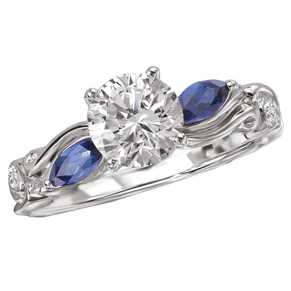 Floral Engagement Ring with Marquis Sapphire Accents The Ring Austin Round Rock, TX
