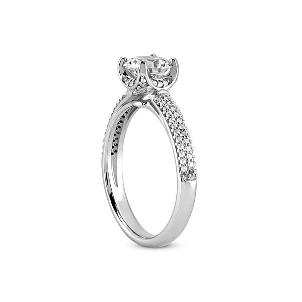 Classic 3 Row Pave Diamond Engagement Ring Image 2 The Ring Austin Round Rock, TX