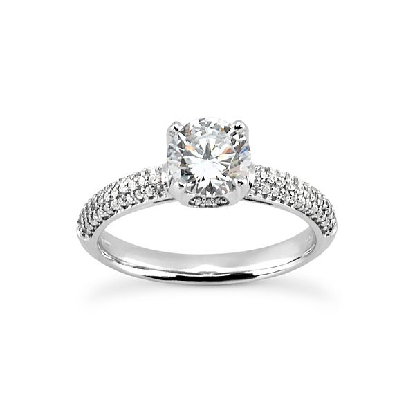 Classic 3 Row Pave Diamond Engagement Ring The Ring Austin Round Rock, TX