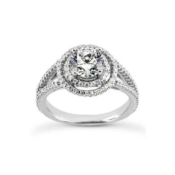1/3CTW 14K WG Double Halo Split Shank Diamond Engagement Ring The Ring Austin Round Rock, TX