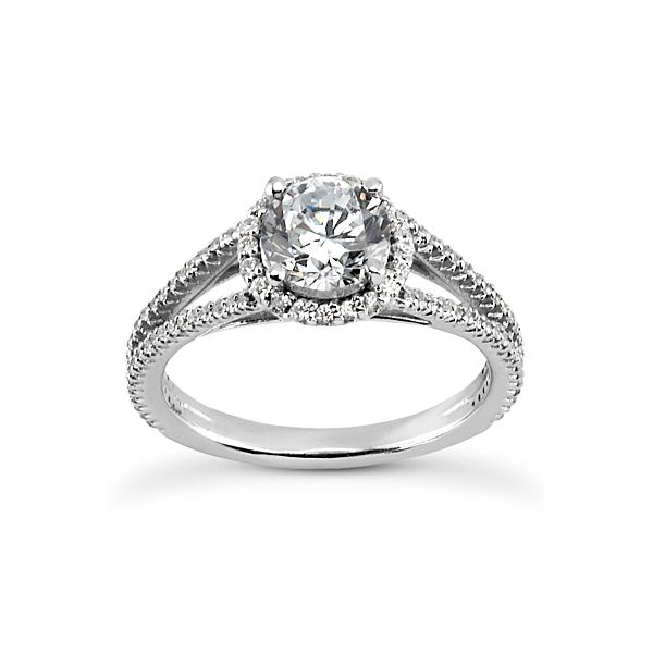 Spilt Shank Halo Diamond Engagement Ring The Ring Austin Round Rock, TX