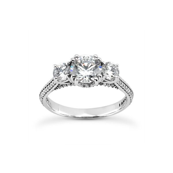 Three Stone Pave Set Diamond Engagement Ring The Ring Austin Round Rock, TX