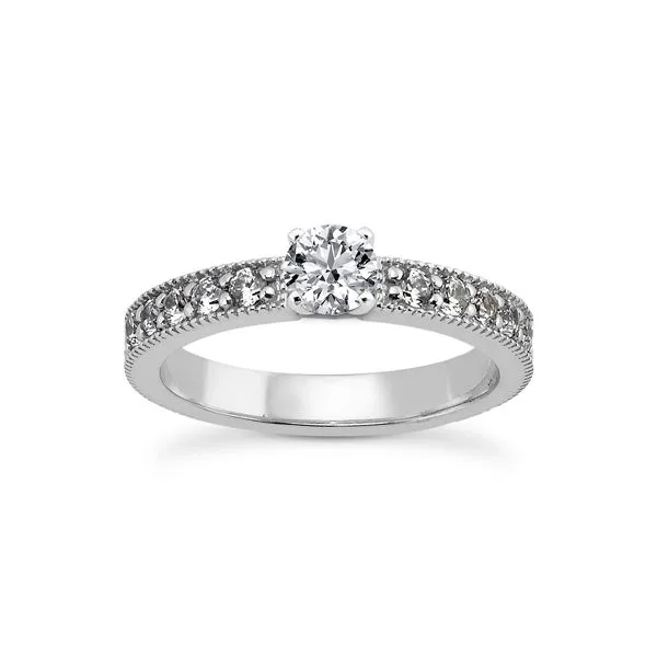 Diamond Engagement Ring with Beaded Edge The Ring Austin Round Rock, TX