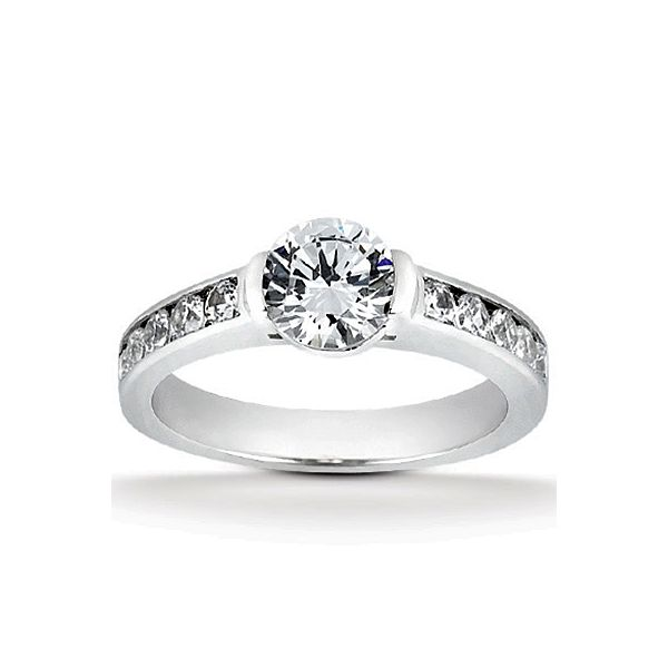 Modern channel set center diamond engagement ring The Ring Austin Round Rock, TX